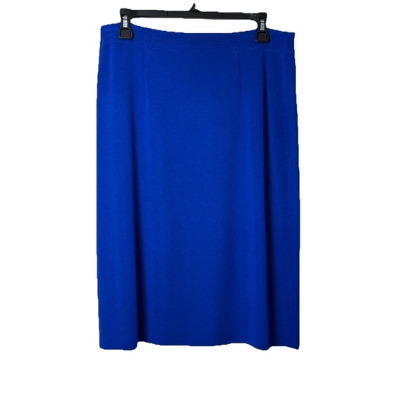 Misook Dresses & Skirts - Exclusively Misook Skirt Womens Petite Large Blue Knit Pull On Elastic Waist